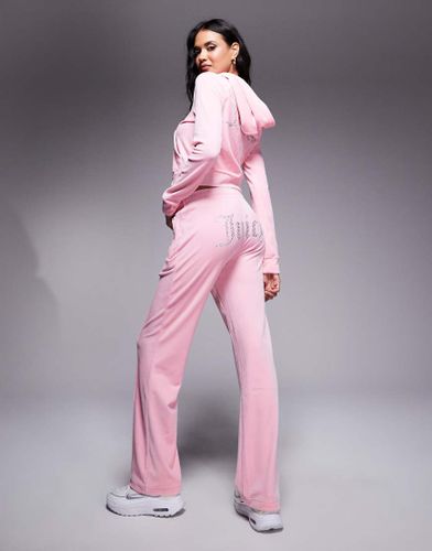 Pantalon de jogging d'ensemble en velours avec logo à strass - Juicy Couture - Modalova