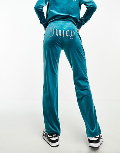 Pantaloni della tuta in velour con logo con strass in coordinato - Juicy Couture - Modalova