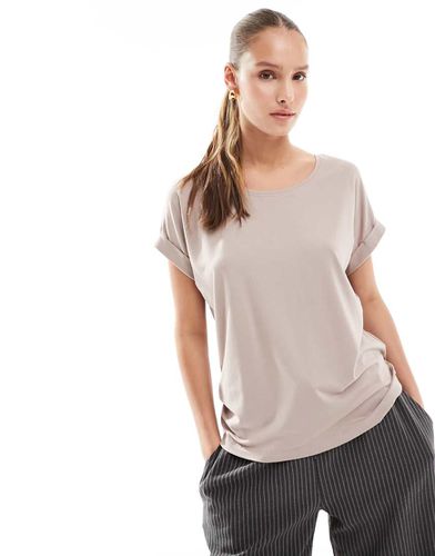 T-shirt morbida beige con scollo rotondo - ONLY - Modalova