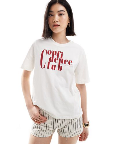 T-shirt squadrata bianca con scritta "Confidence Club" - ONLY - Modalova