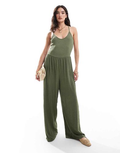 Tuta jumpsuit kaki a fondo ampio - ONLY - Modalova