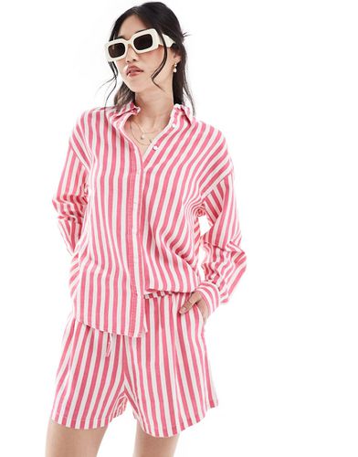Camicia in lino a righe rosa e bianche in coordinato - ONLY - Modalova