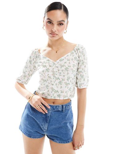 Crop top increspato sporco con stampa a fiori - ONLY - Modalova