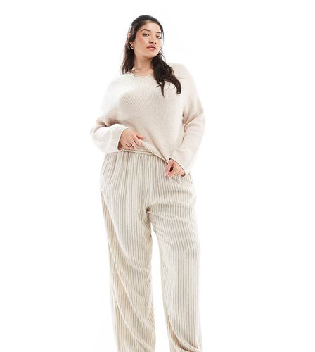 Pantaloni a vita alta beige e marroni e righe - Only Curve - Modalova