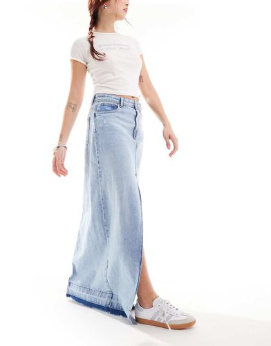 Gonna maxi in denim con orlo sfrangiato - ONLY - Modalova