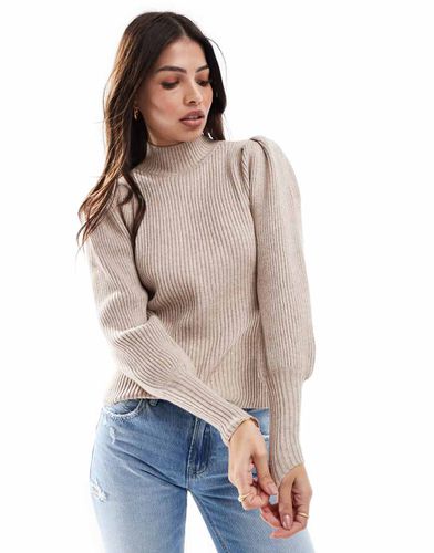 Maglione accollato beige chiaro con maniche a sbuffo - ONLY - Modalova