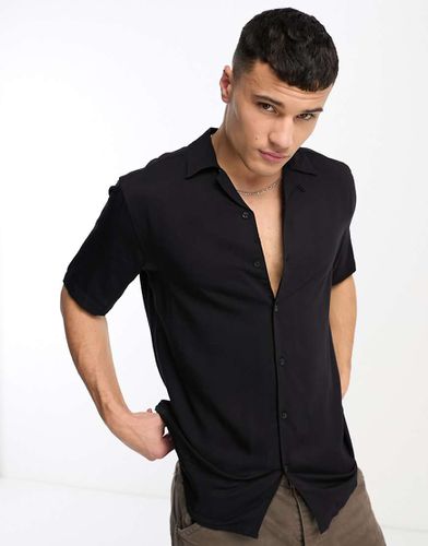 Camicia a maniche corte in viscosa nera con colletto con rever - ONLY & SONS - Modalova