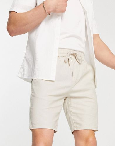 Pantaloncini in misto lino con vita elasticizzata beige - ONLY & SONS - Modalova