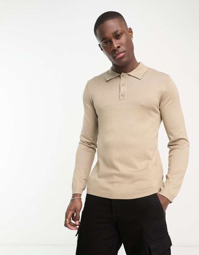 Polo in maglia beige a maniche lunghe - ONLY & SONS - Modalova