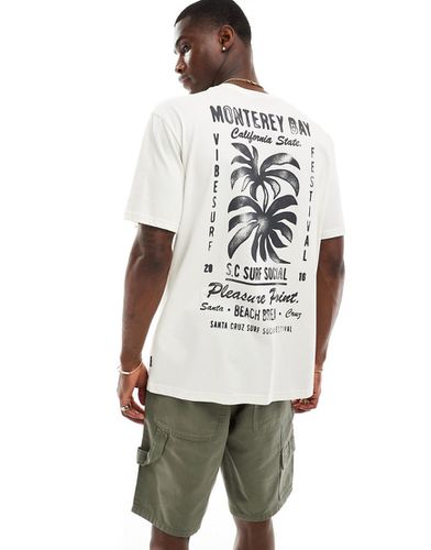 T-shirt comoda beige con stampa sul retro di pianta di palma - ONLY & SONS - Modalova