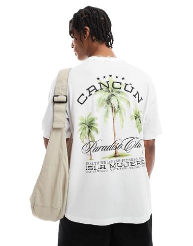 T-shirt décontracté avec imprimé Cancun au dos - Blanc - Only & Sons - Modalova
