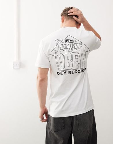 T-shirt bianca con stampa "House of Records" - Obey - Modalova