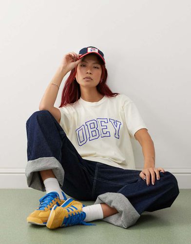 T-shirt bianca stile college con logo - Obey - Modalova