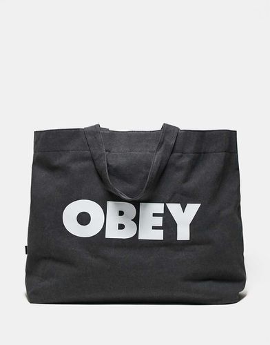 Borsa shopping nera con tinta a pigmenti - Obey - Modalova