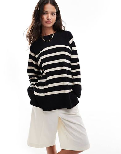 Maglione oversize in maglia nera a righe - Object - Modalova