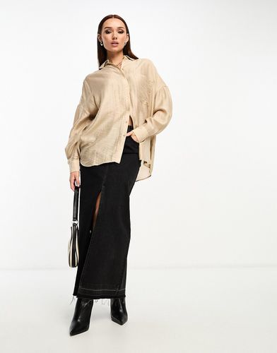 Camicia oversize color crema lucida - Object - Modalova