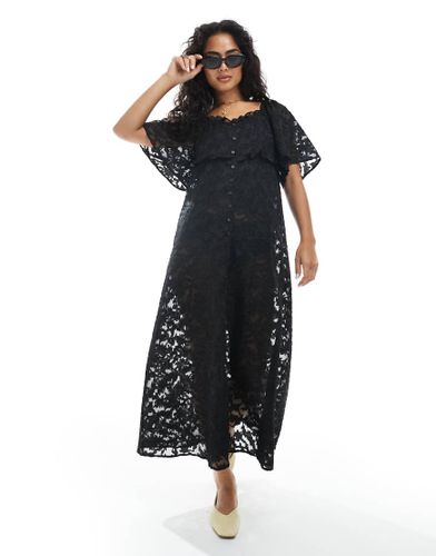 Robe bohème effet superposé en tissu dévoré transparent à motif fleurs - Object - Modalova