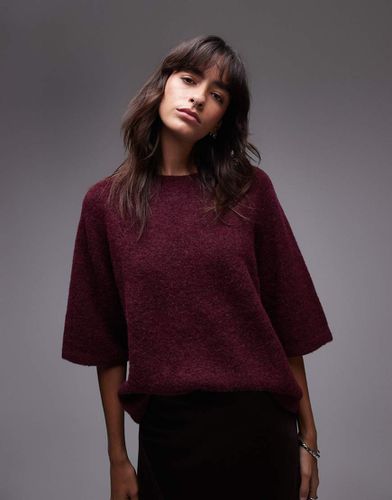 Maglione a maniche corte in maglia di alpaca bordeaux - In esclusiva per ASOS - Other Stories - Modalova