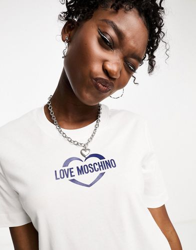 T-shirt bianca con logo a cuore - Love Moschino - Modalova