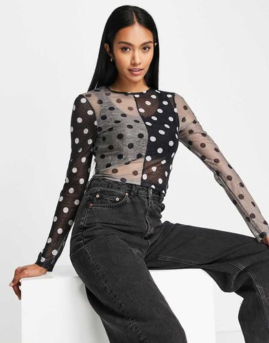 Lola May - Top in rete a pois-Nero - Lola May - Modalova