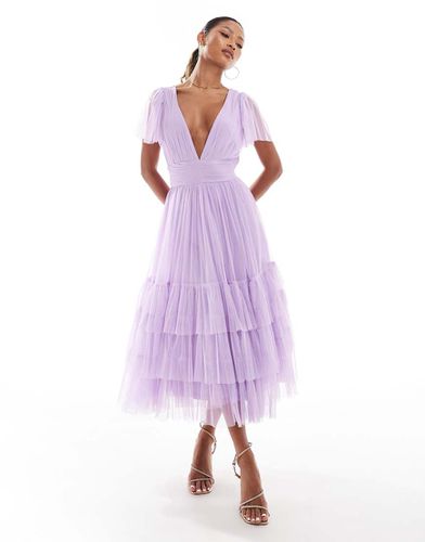 Madison - Vestito midi in tulle lilla lavanda con scollo a V - Lace & Beads - Modalova