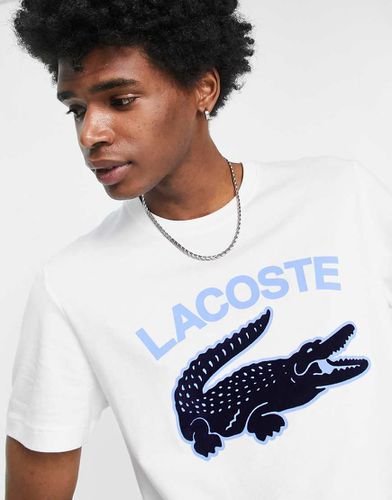 T-shirt bianca con logo grande e coccodrillo - Lacoste - Modalova