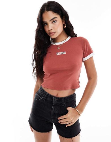 T-shirt corta rossa con profili a contrasto e riquadro del logo - Levi's - Modalova