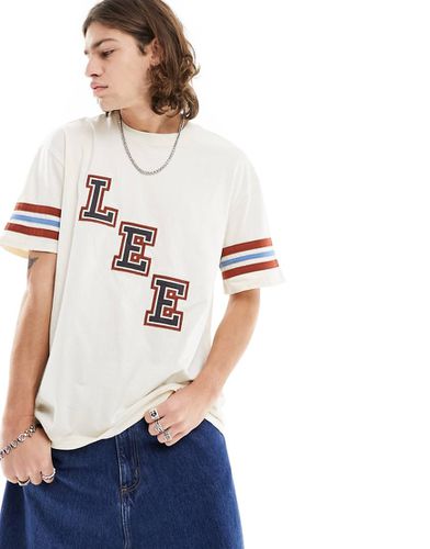 T-shirt oversize écru con logo stile college - Lee - Modalova