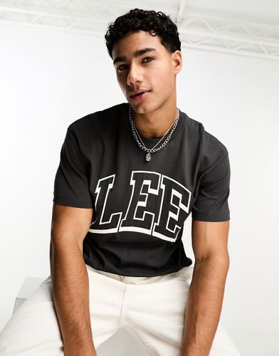T-shirt nera slavata con logo stile college - Lee - Modalova