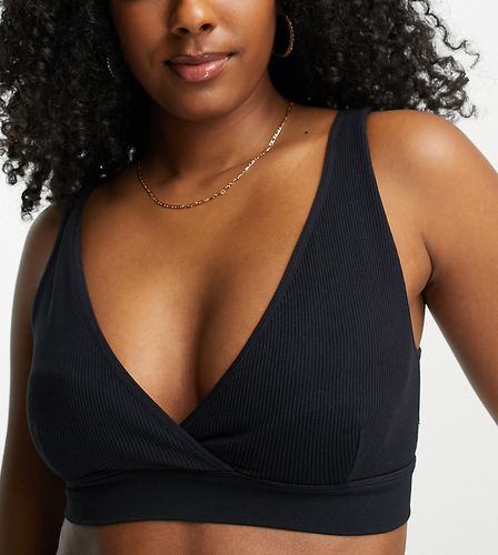 Reggiseno a portafoglio nero a coste senza cuciture per l'allattamento - Lindex - Modalova