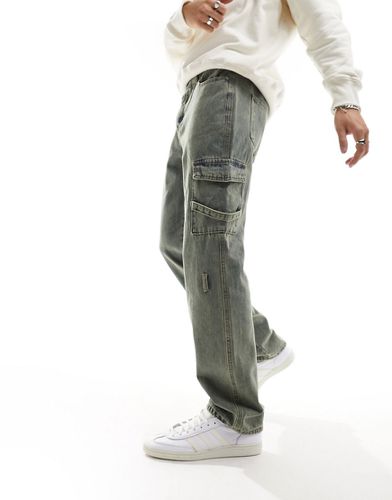 Jeans comodi cargo lavaggio sporco con fascette in coordinato - Liquor N Poker - Modalova