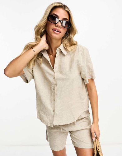 Camicia squadrata beige in misto lino in coordinato - Monki - Modalova