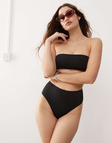 Mix and Match - Slip bikini sgambati a vita alta neri - Monki - Modalova