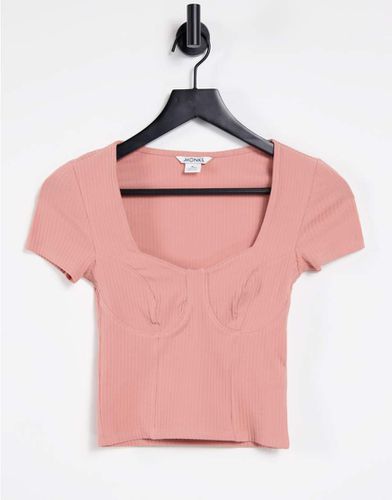 Minnie - Top in cotone con cuciture - PINK - Monki - Modalova