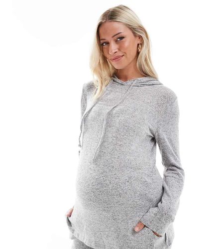 Mamalicious Maternity - Top in jersey con cappuccio chiaro mélange in coordinato - Mama.licious - Modalova