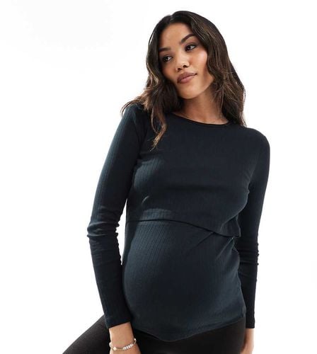 Mamalicious Maternity - Top per l'allattamento in jersey a coste - Mama.licious - Modalova