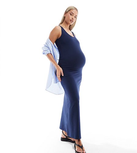 Mamalicious Maternity - Vestito lungo senza maniche con scollo rotondo color navy - Mama.licious - Modalova