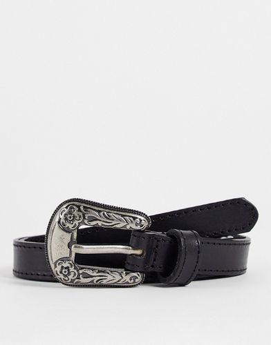 Cintura in pelle nera con fibbia stile western - Mango - Modalova