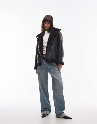 Giacca stile aviatore nera oversize in montone - Mango - Modalova