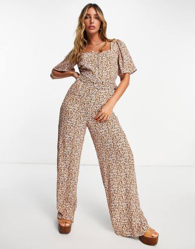 Tuta jumpsuit a fiori con scollo quadrato - Mango - Modalova
