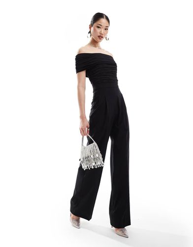 Tuta jumpsuit nera con scollo Bardot - Mango - Modalova