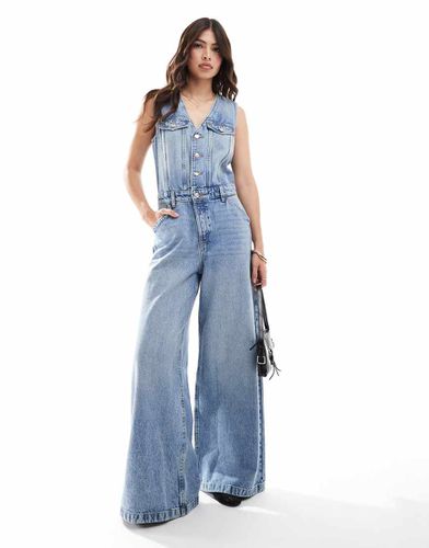 Tuta jumpsuit stile gilet in denim azzurro - Mango - Modalova