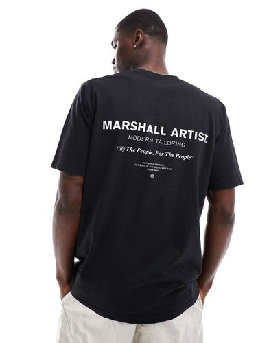 T-shirt oversize nera con stampa del logo sul retro - Marshall Artist - Modalova