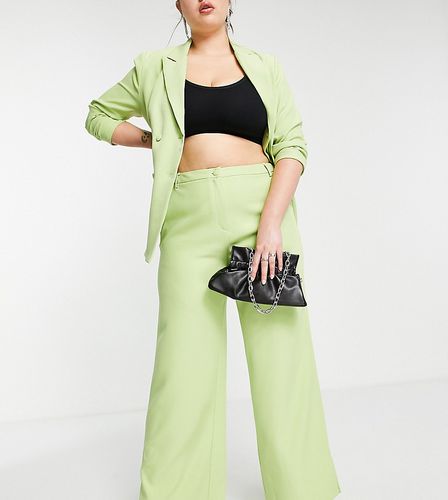 Pantaloni con fondo ampio e spacchi color lime - Missguided Plus - Modalova