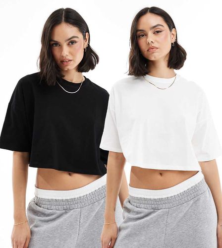 Confezione da 2 T-shirt corte bianca e nera - Miss Selfridge - Modalova