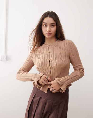 Cardigan in maglia con volant su orlo e polsini - Miss Selfridge - Modalova