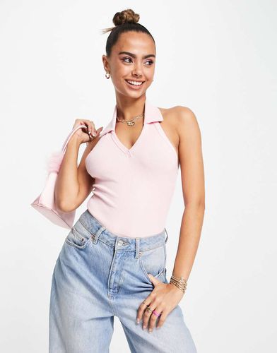 Body con colletto e scollo profondo rosa - Miss Selfridge - Modalova