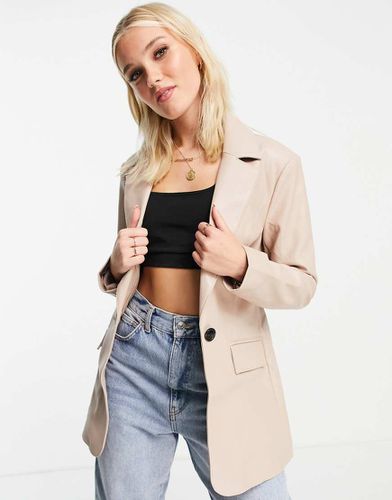 Blazer in pelle sintetica color visone - Miss Selfridge - Modalova