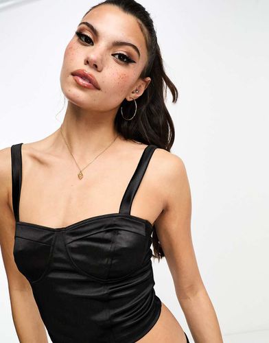 Brassière stile corsetto nera in raso - Miss Selfridge - Modalova