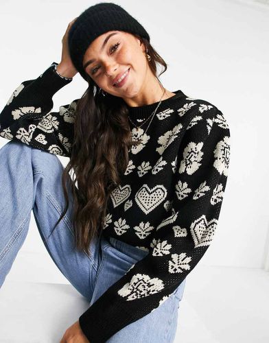 Maglione con motivo Fair Isle a cuori - Miss Selfridge - Modalova